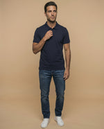 Polo manga corta con cuello clásico para hombre - Azul