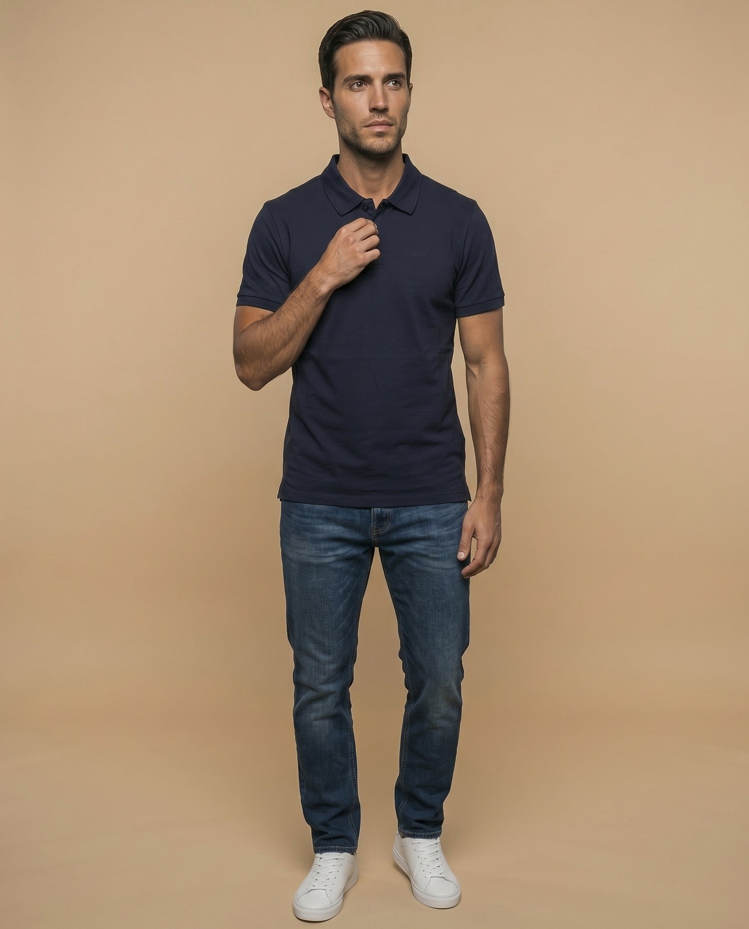 Polo manga corta con cuello clásico para hombre - Azul