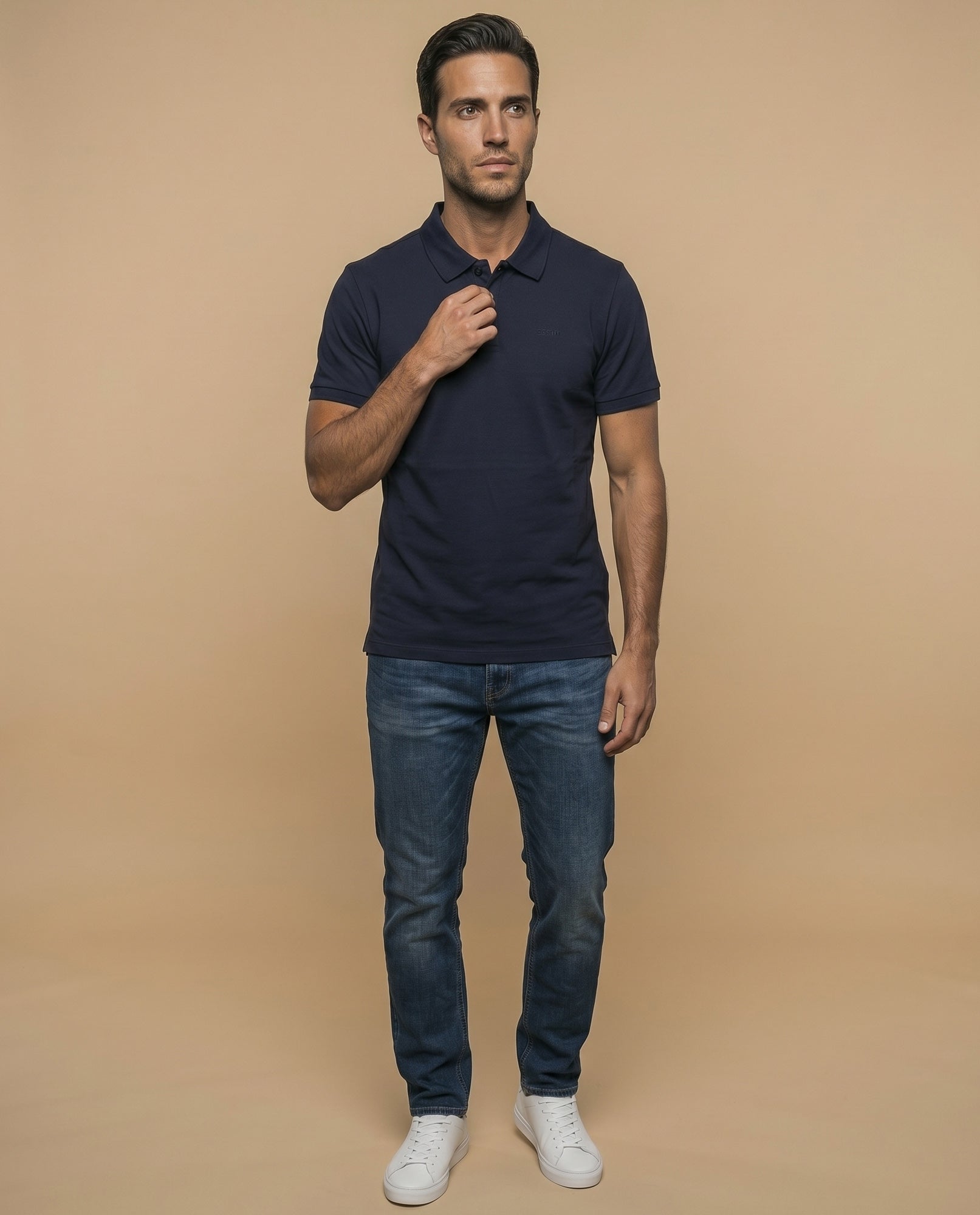 Polo manga corta con cuello clásico para hombre - Azul 34_305F387_AZU194034_5
