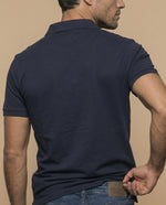 Polo manga corta con cuello clásico para hombre - Azul