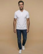 Polo manga corta con cuello clásico para hombre - Blanco