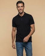 Polo manga corta con cuello clásico para hombre - Negro