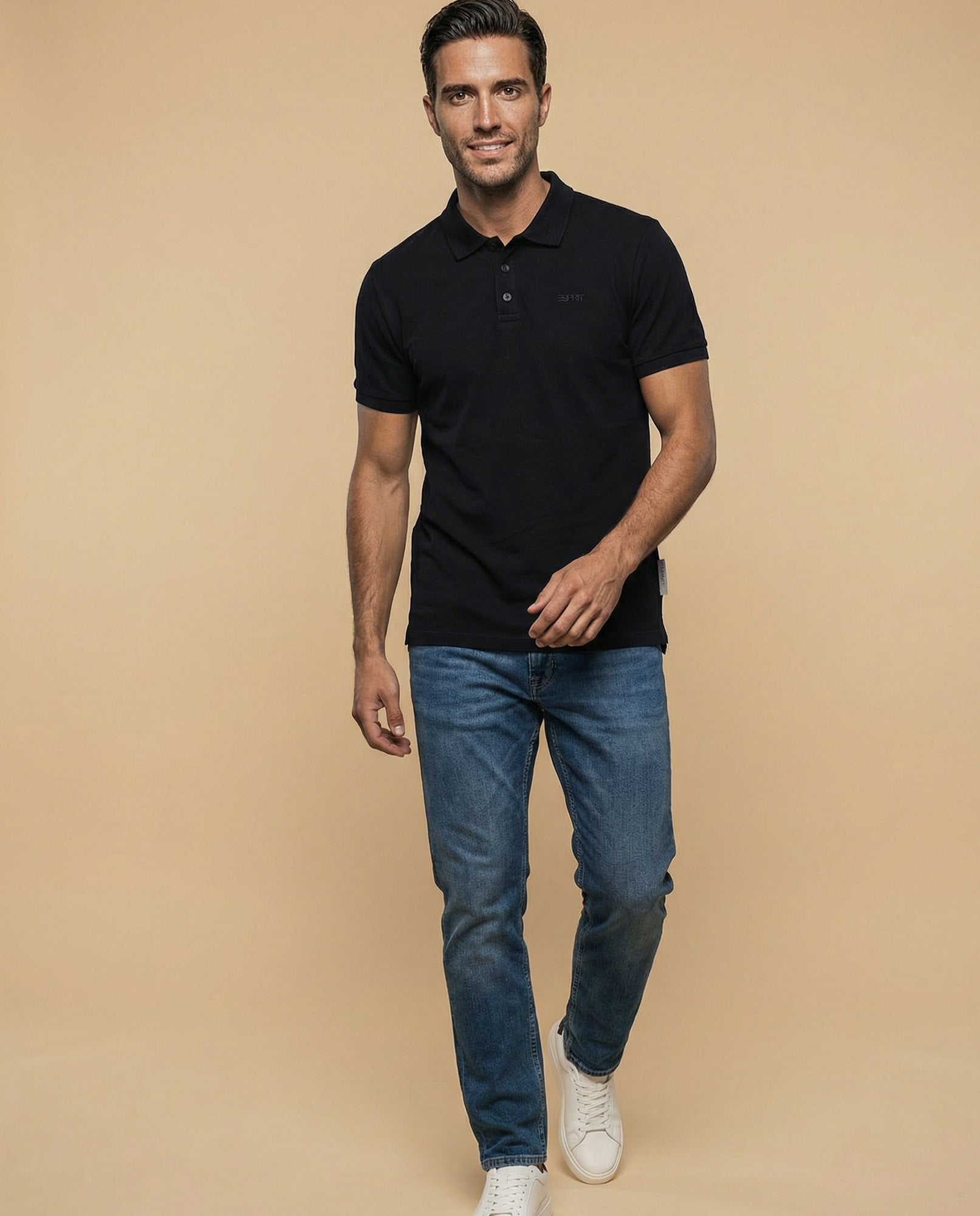 Polo manga corta con cuello clásico para hombre - Negro 34_305F387_NEG190303_5