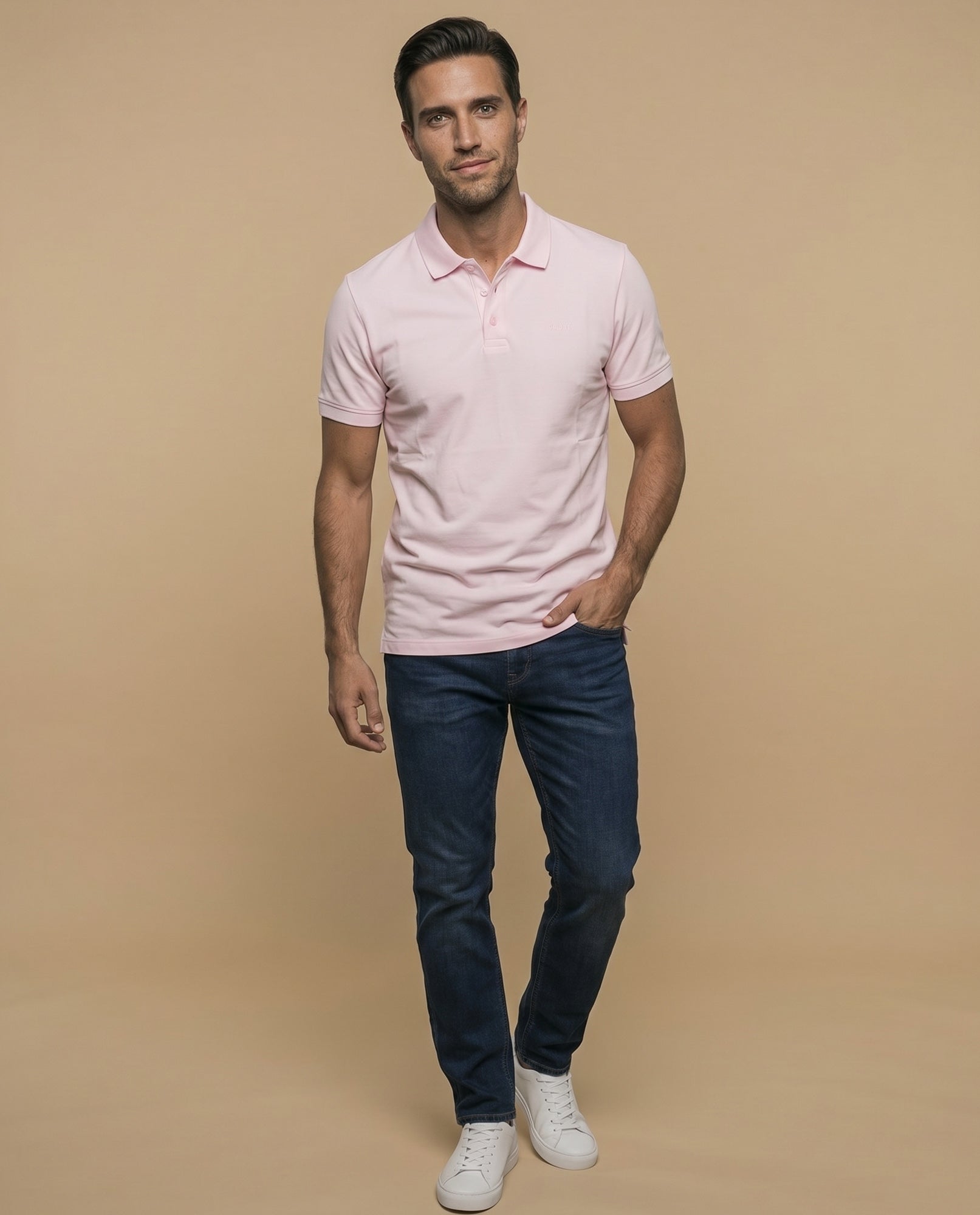 Polo manga corta con cuello clásico para hombre - Rosa 34_305F387_ROS111005_5