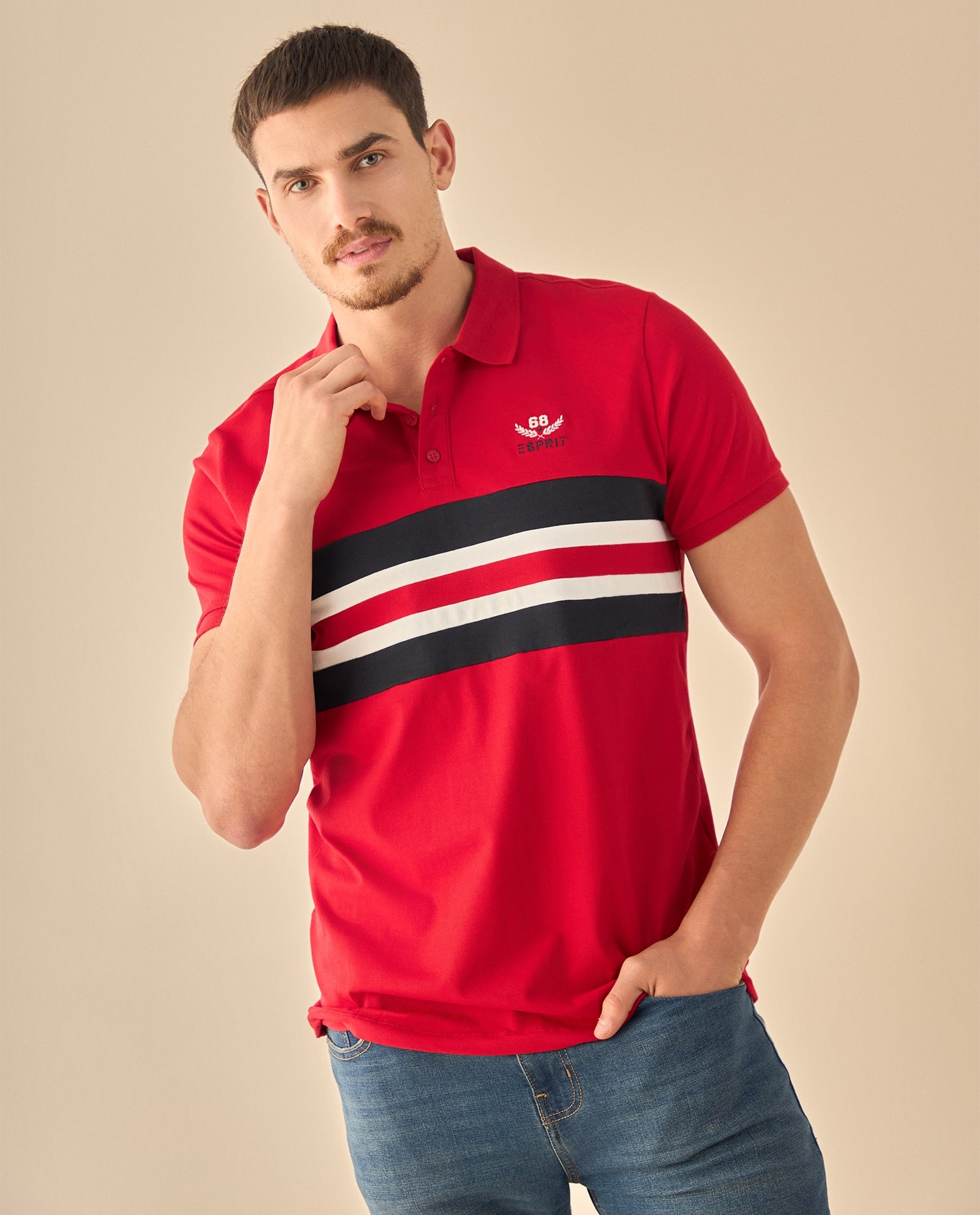 Polo con Rayas Deportivo - Rojo