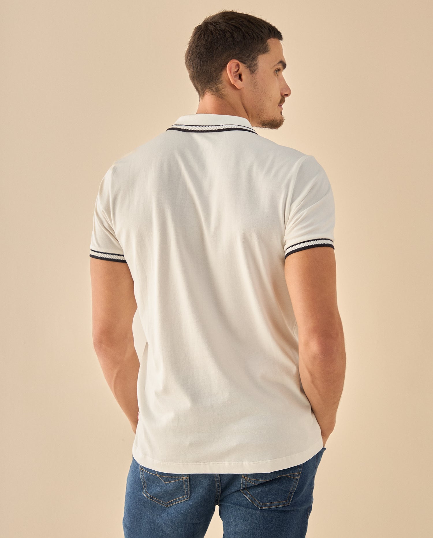 Polo con Ribetes Premium - Crudo