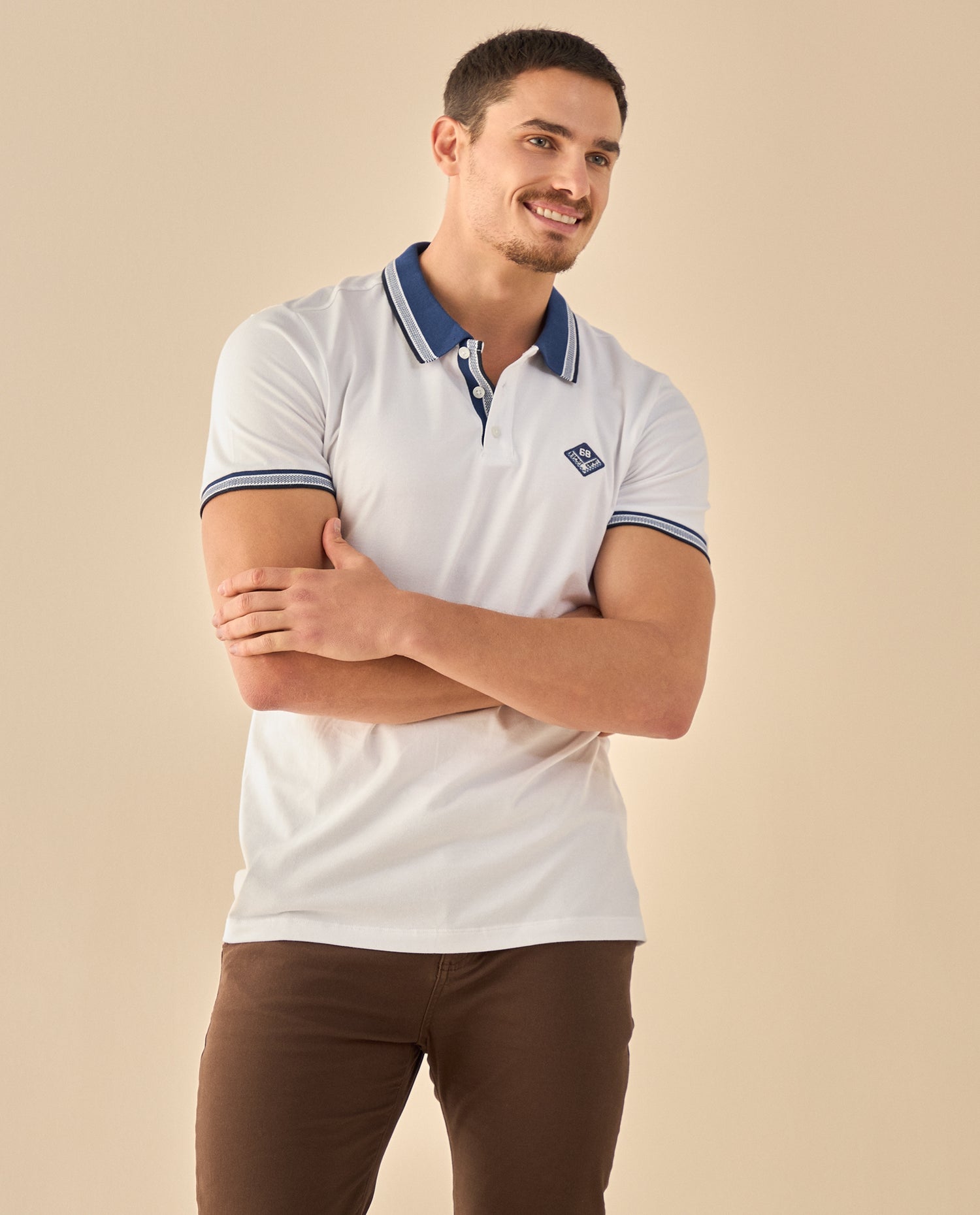 Polo con Bordado Diamante - Blanco