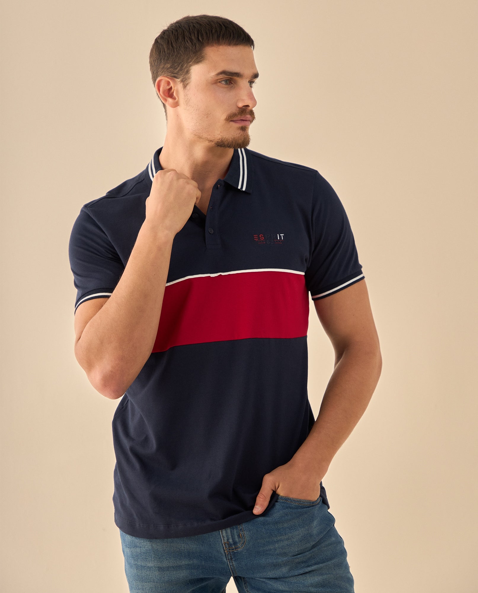Polo con Franja Contrastante - Azul 34_305G312_AZU144307_0
