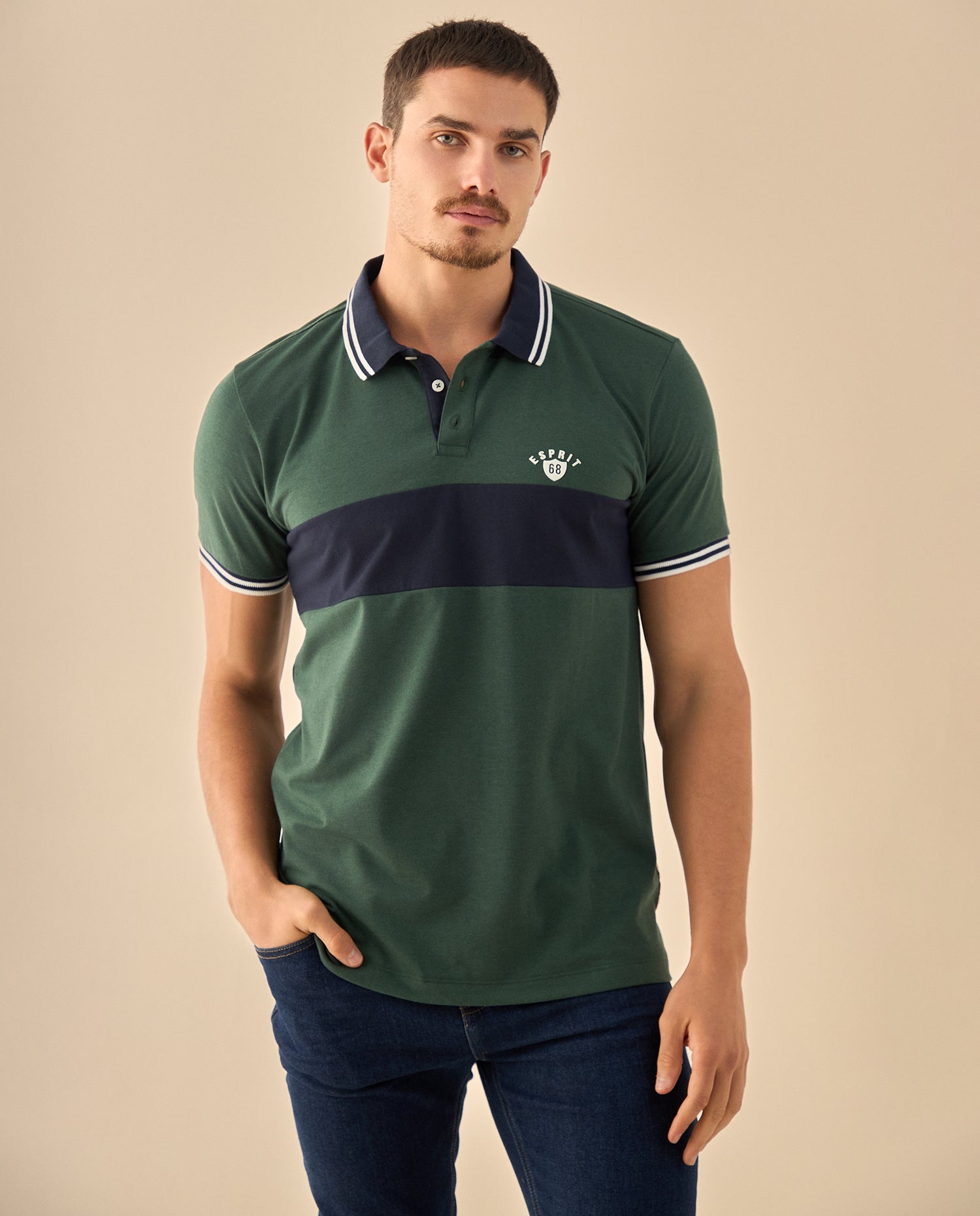 Polo con Franja - Verde