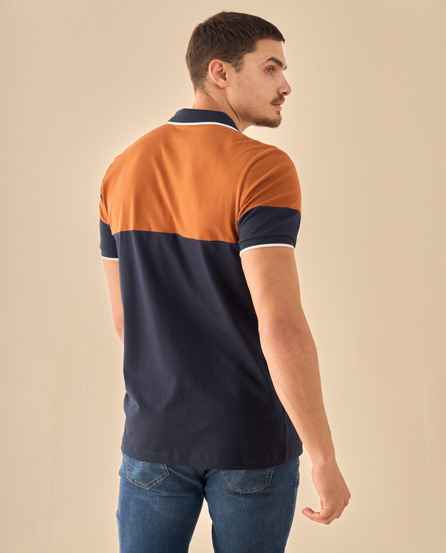 Polo con Diseño Block - Azul