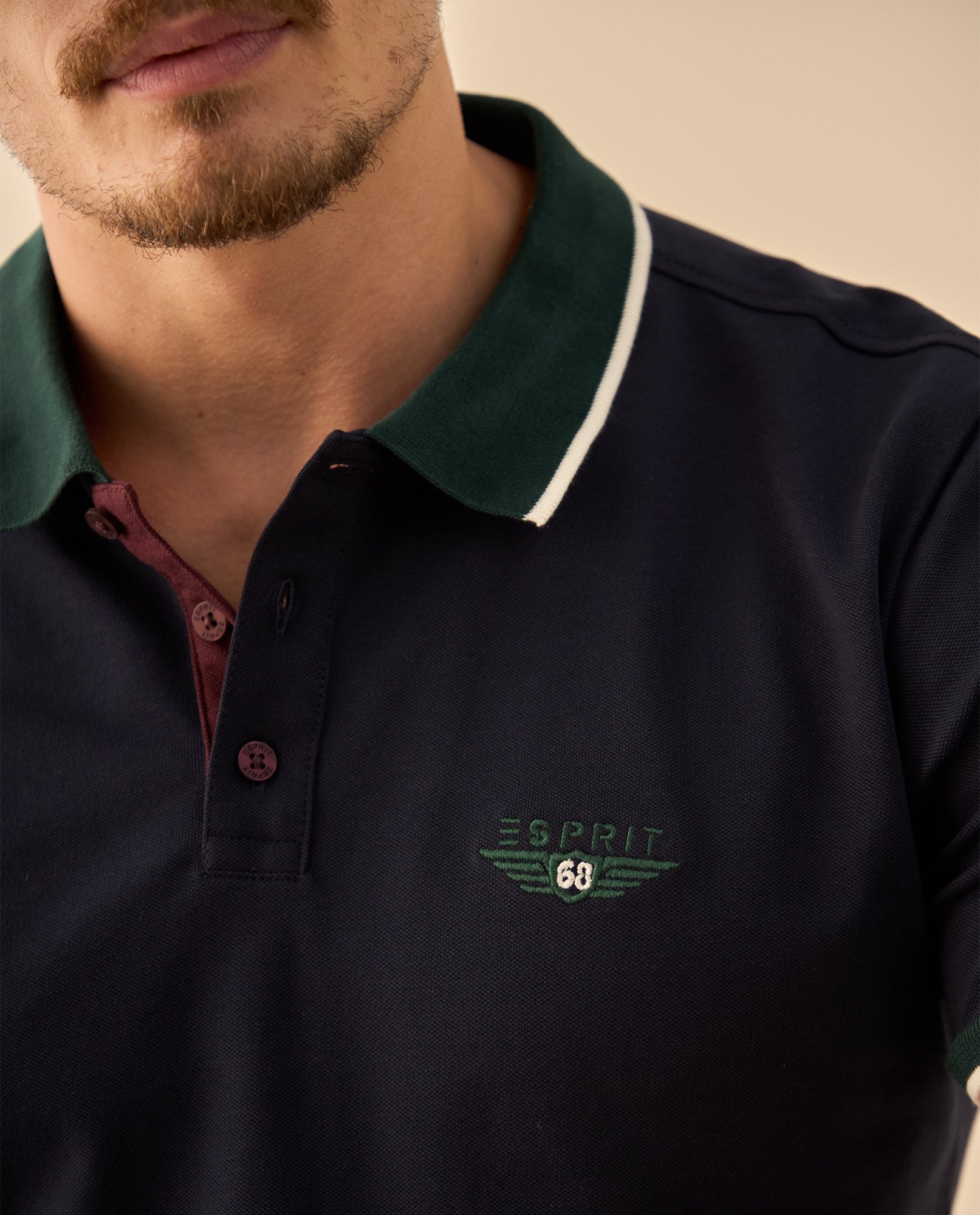 Polo con Cuello Contrastante y Logo Bordado - Azul 34_305G322_AZU153919_3