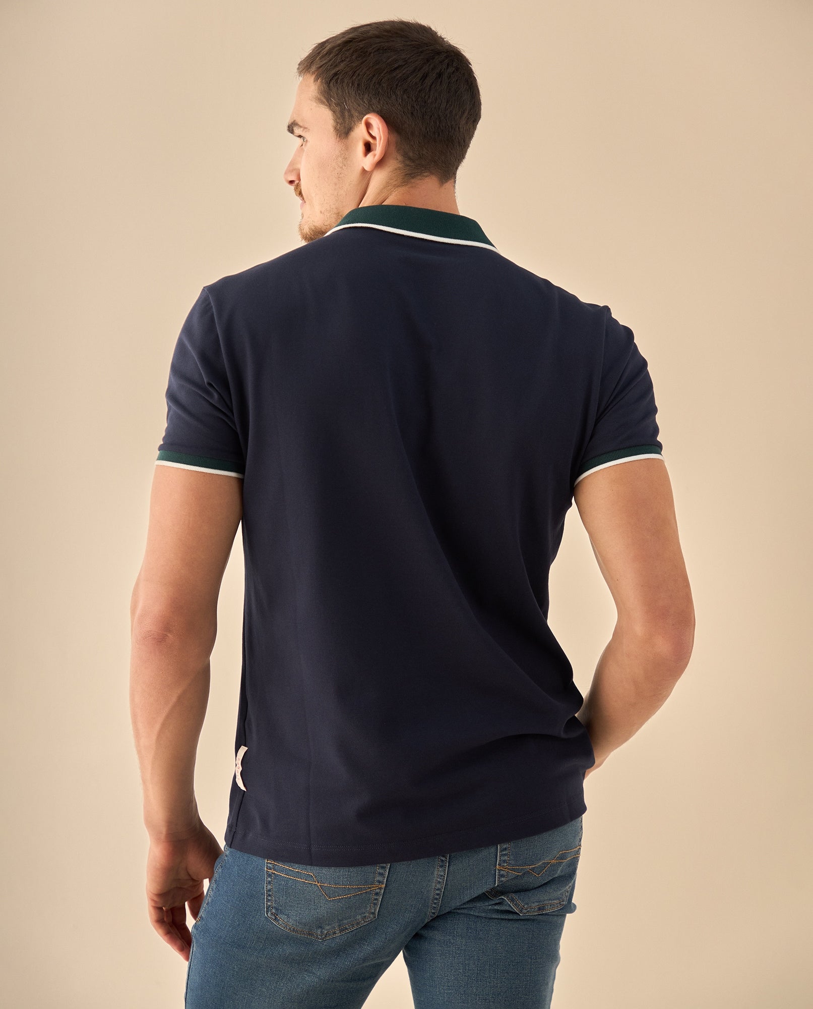 Polo con Cuello Contrastante y Logo Bordado - Azul 34_305G322_AZU153919_4