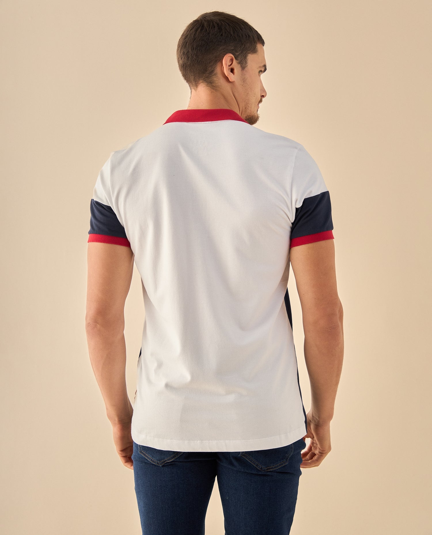 Polo con Diseño Block Premium - Azul