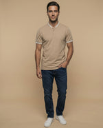 Polo manga larga beige regular - Beige