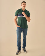 Polo con Rayas Contrastantes - Verde