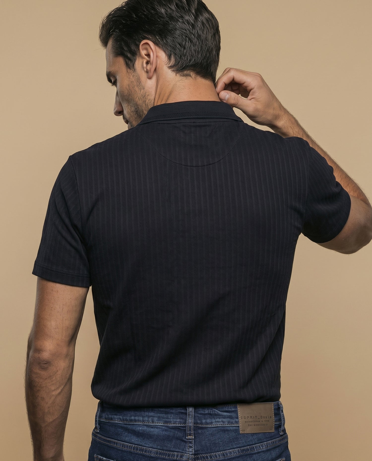 Polo manga larga media perilla - Negro