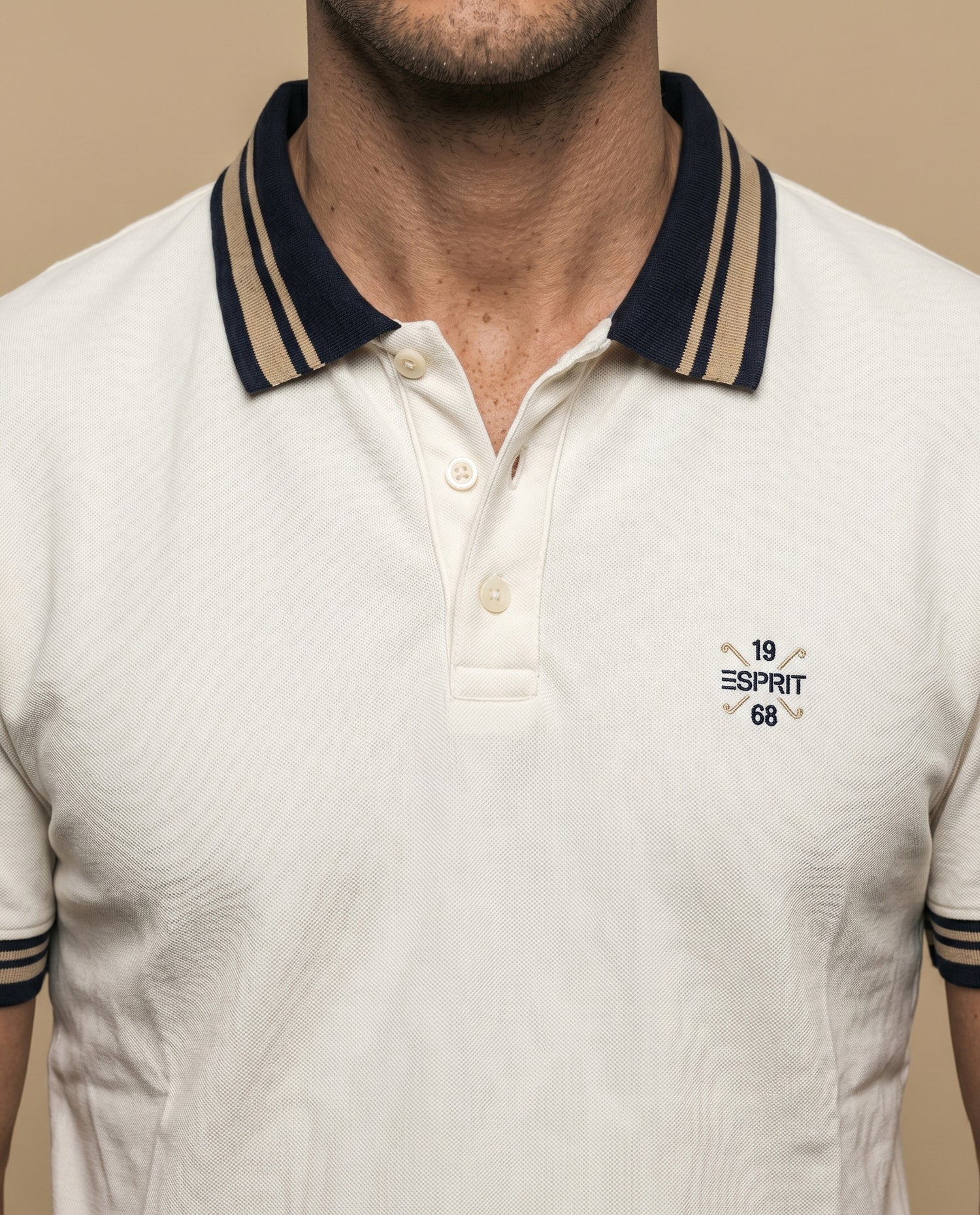 Polo manga larga regular hombre - Crudo