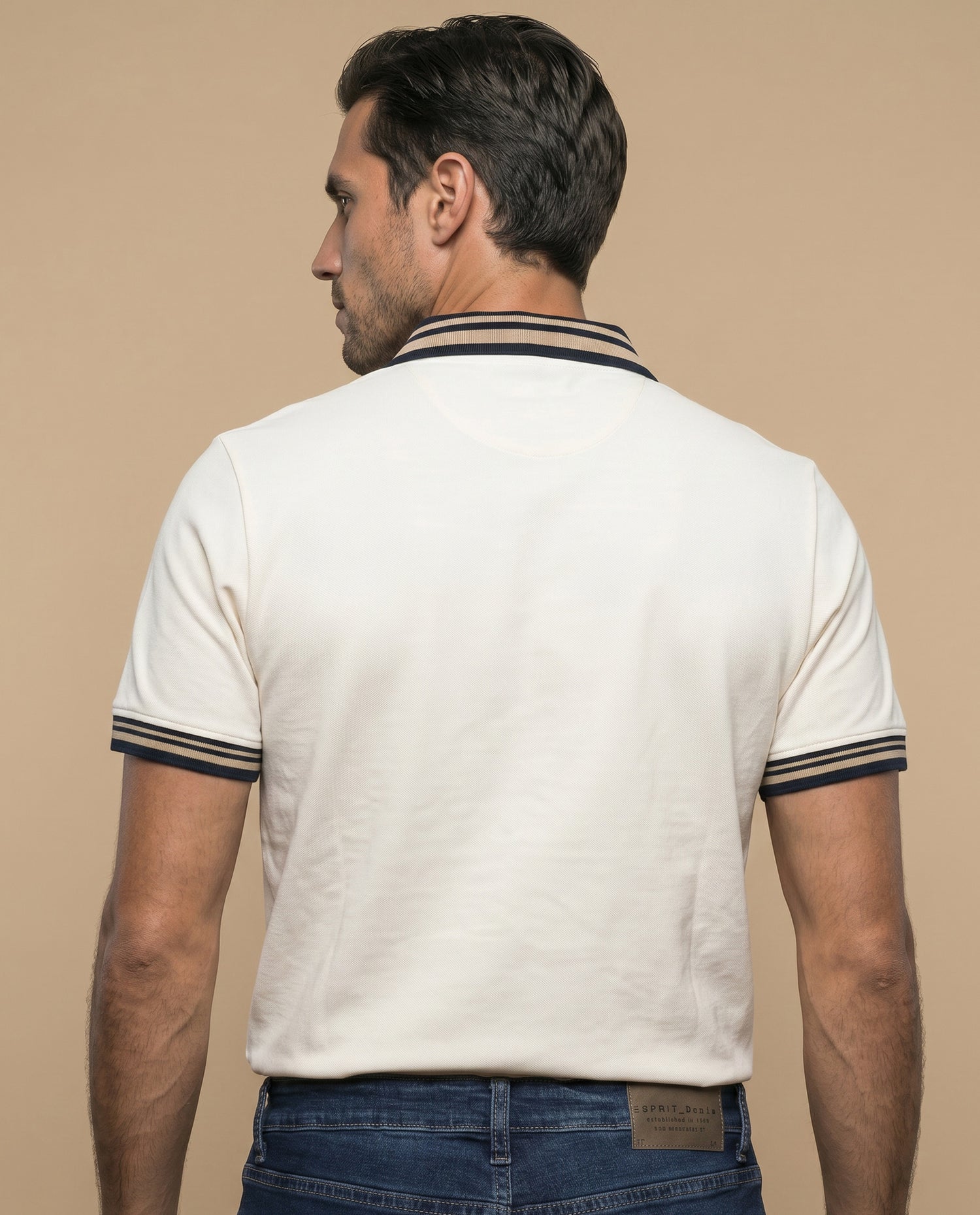 Polo manga larga regular hombre - Crudo