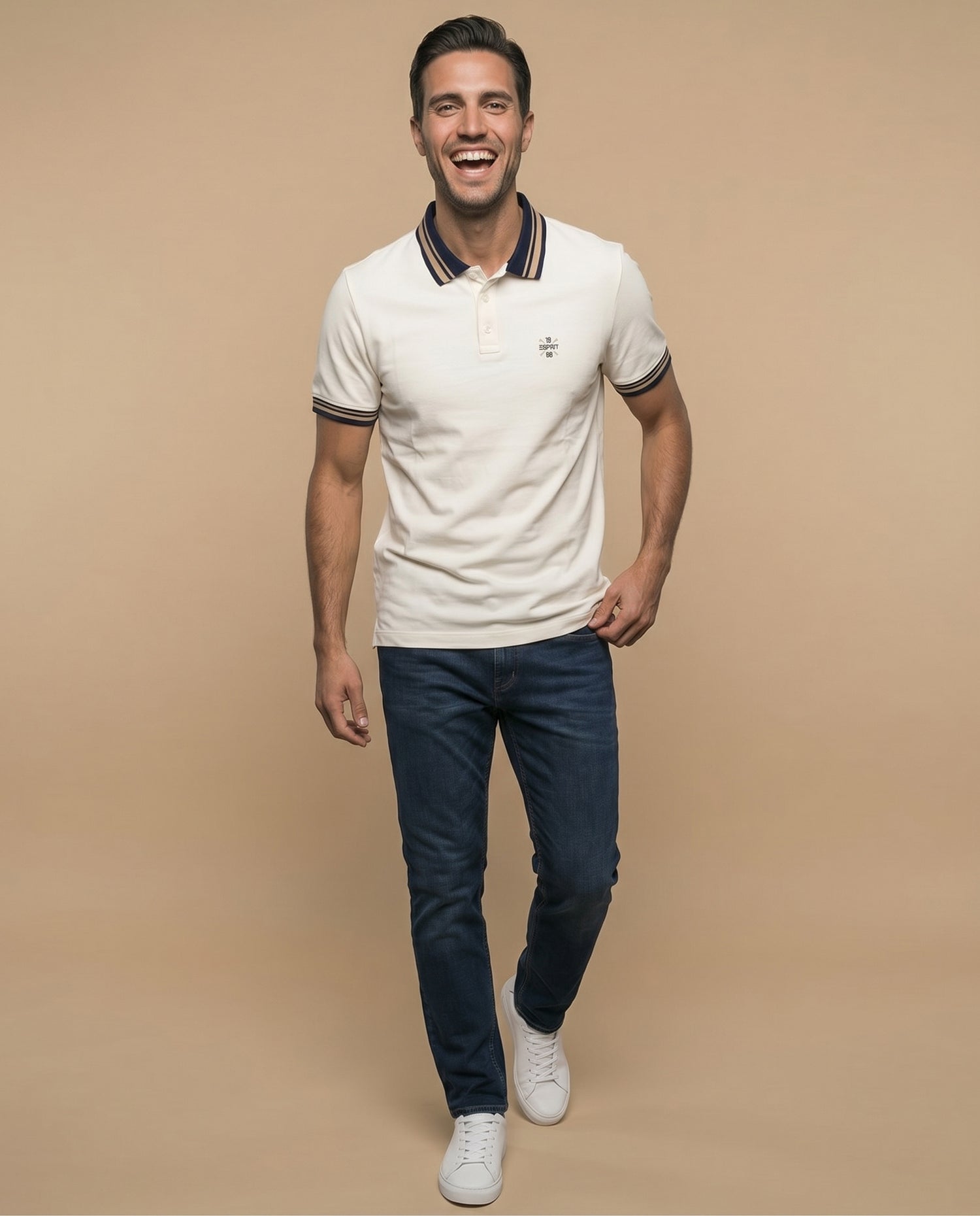 Polo manga larga regular hombre - Crudo