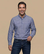 Camisa regular bolsillo algodón - Azul