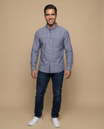 Camisa regular bolsillo algodón - Azul