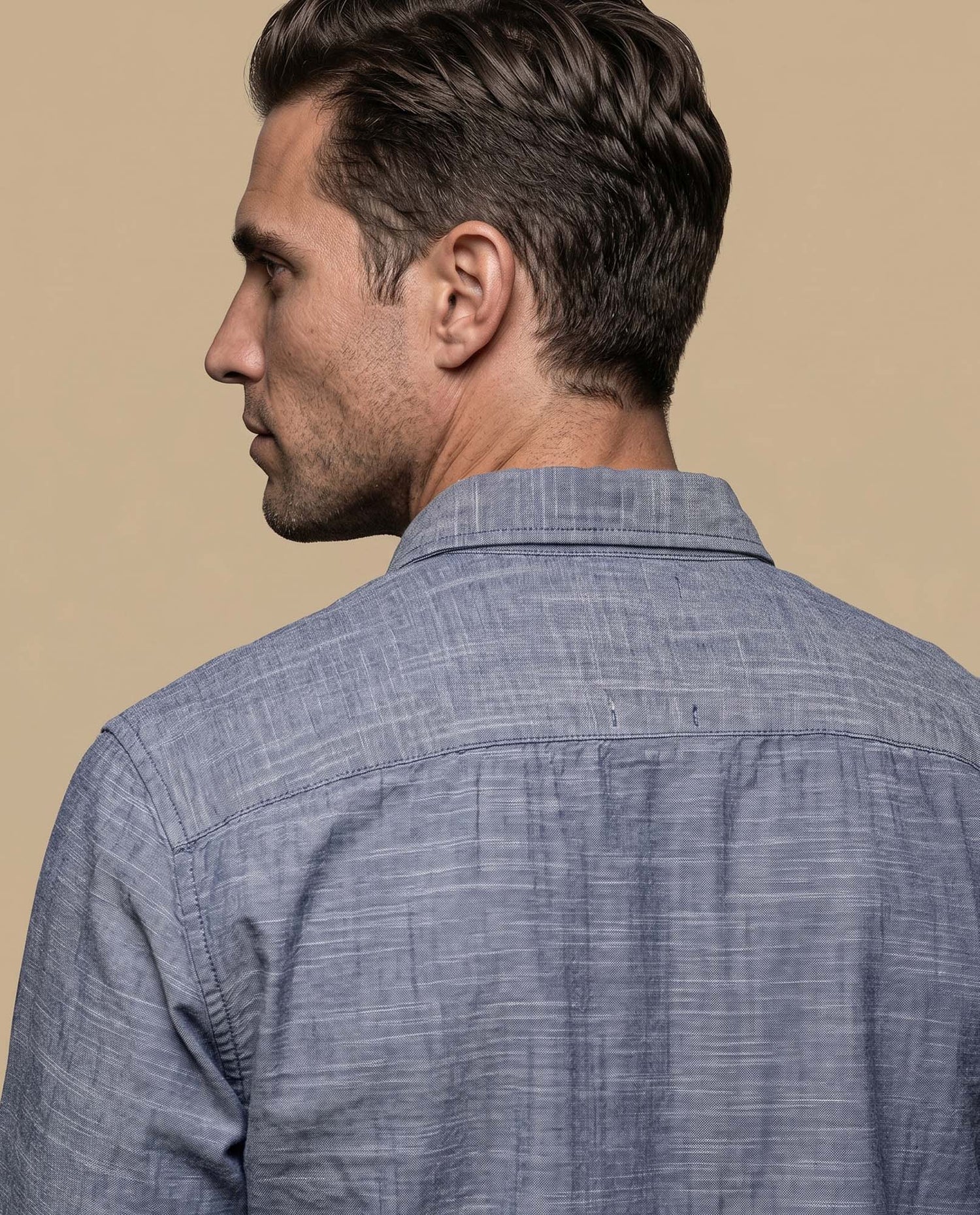 Camisa regular bolsillo algodón - Azul