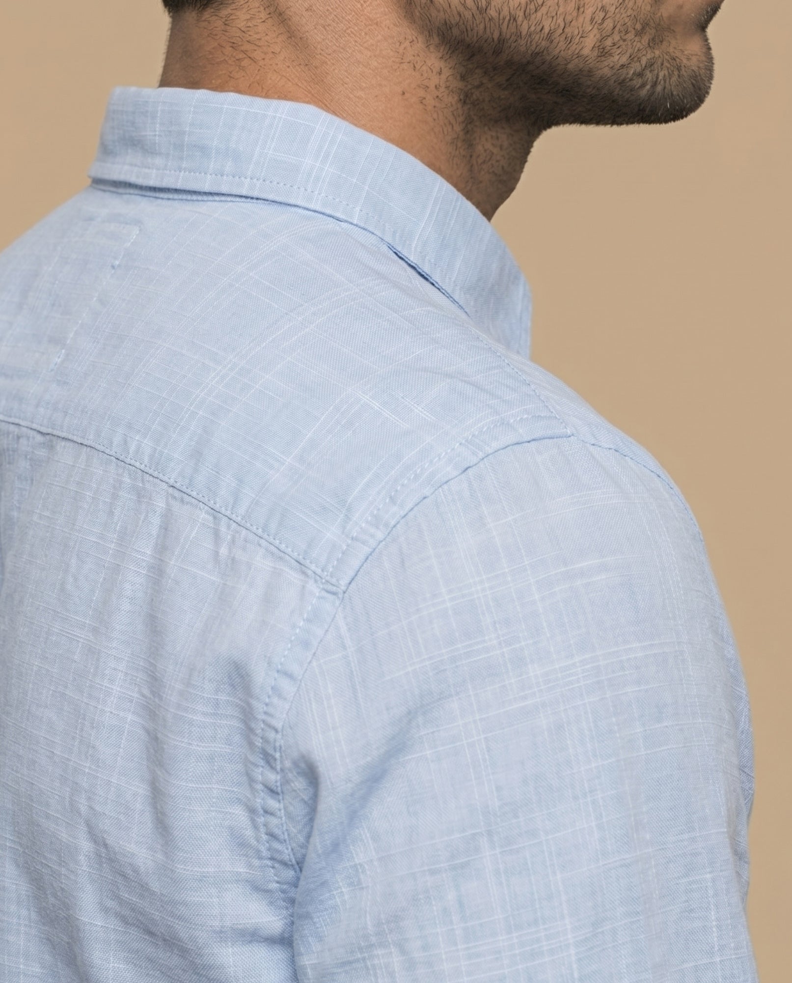 Camisa manga larga con cuello abotonado y microrayas para hombre - Azul 34_315E304_AZU114601_6