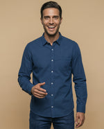 Camisa slim puntos pequeños - Azul