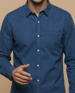 Camisa slim puntos pequeños - Azul