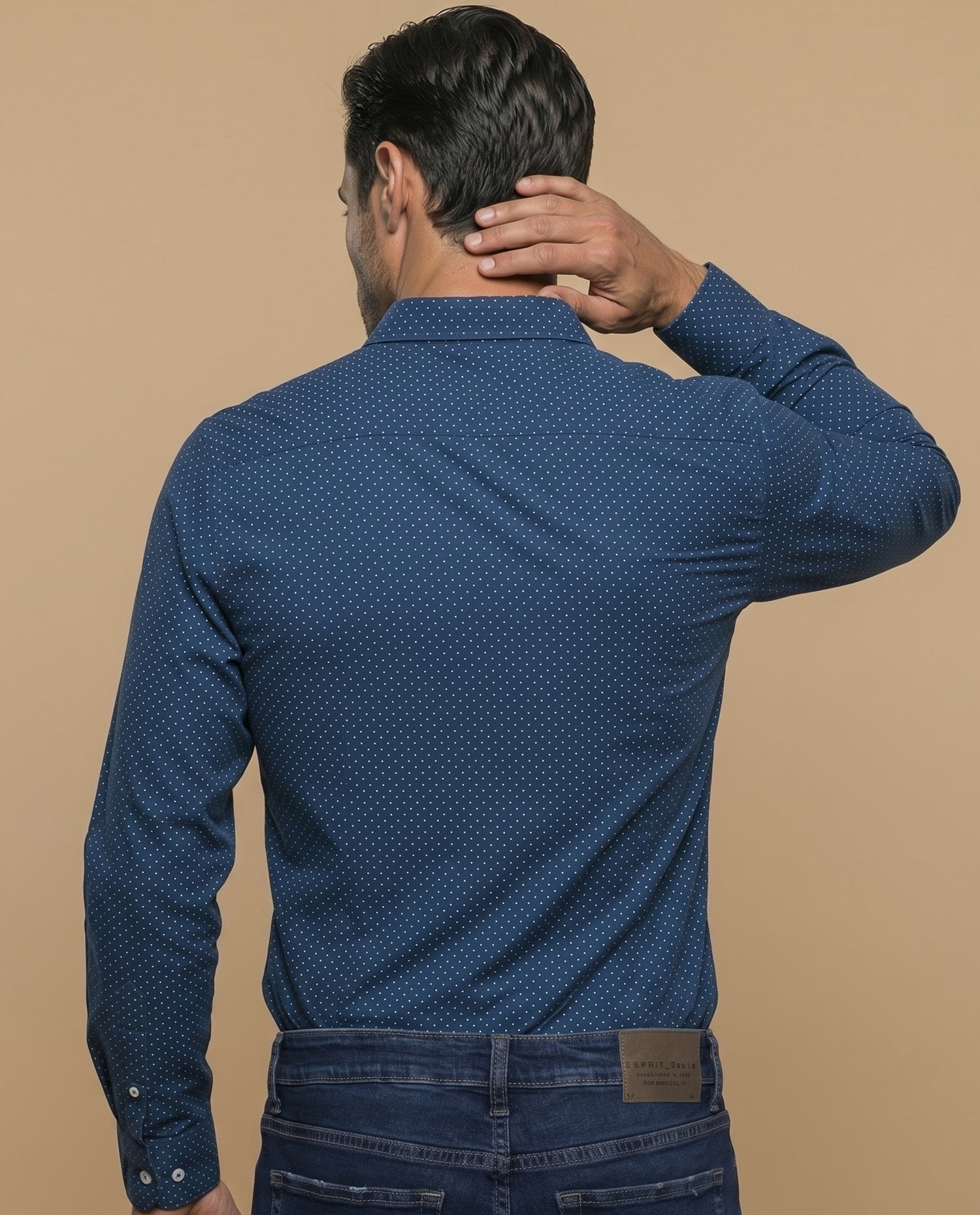 Camisa slim puntos pequeños - Azul