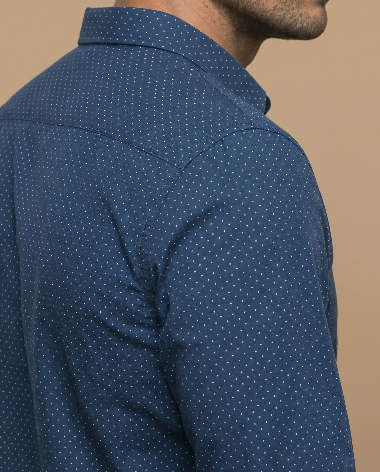 Camisa slim puntos pequeños - Azul