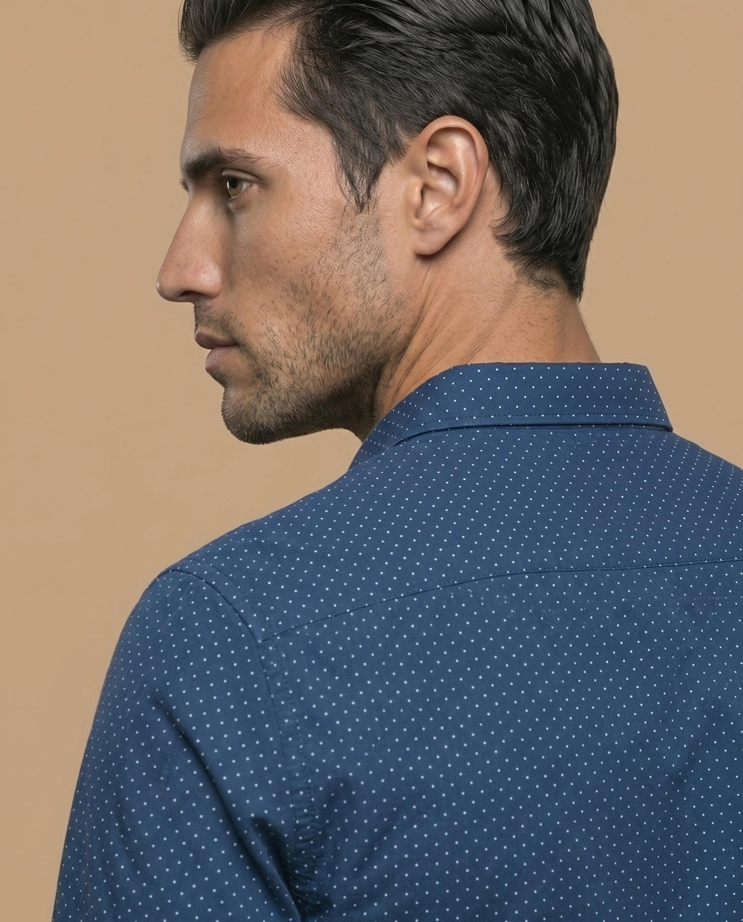 Camisa slim puntos pequeños - Azul