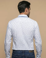 Camisa slim estampado floral azul - Blanco