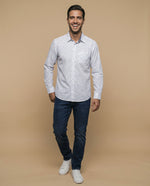 Camisa slim estampado floral azul - Blanco