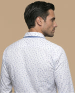 Camisa slim estampado floral azul - Blanco
