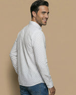 Camisa manga larga con estampado microgeométrico para hombre - Blanco