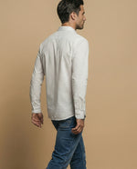 Camisa clásica manga larga con estampado de microlunares para hombre - Blanco