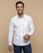 Camisa oxford manga larga con cuello button-down para hombre - Blanco