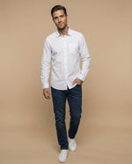 Camisa manga larga estampada - Blanco