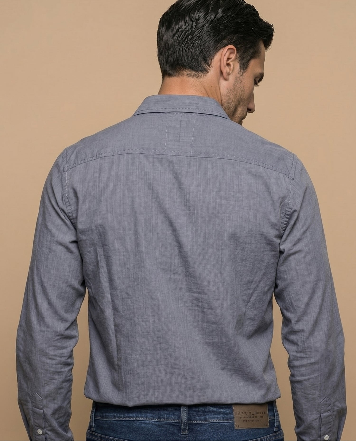 Camisa Manga Larga Slim - Azul