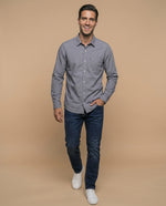 Camisa Manga Larga Slim - Azul