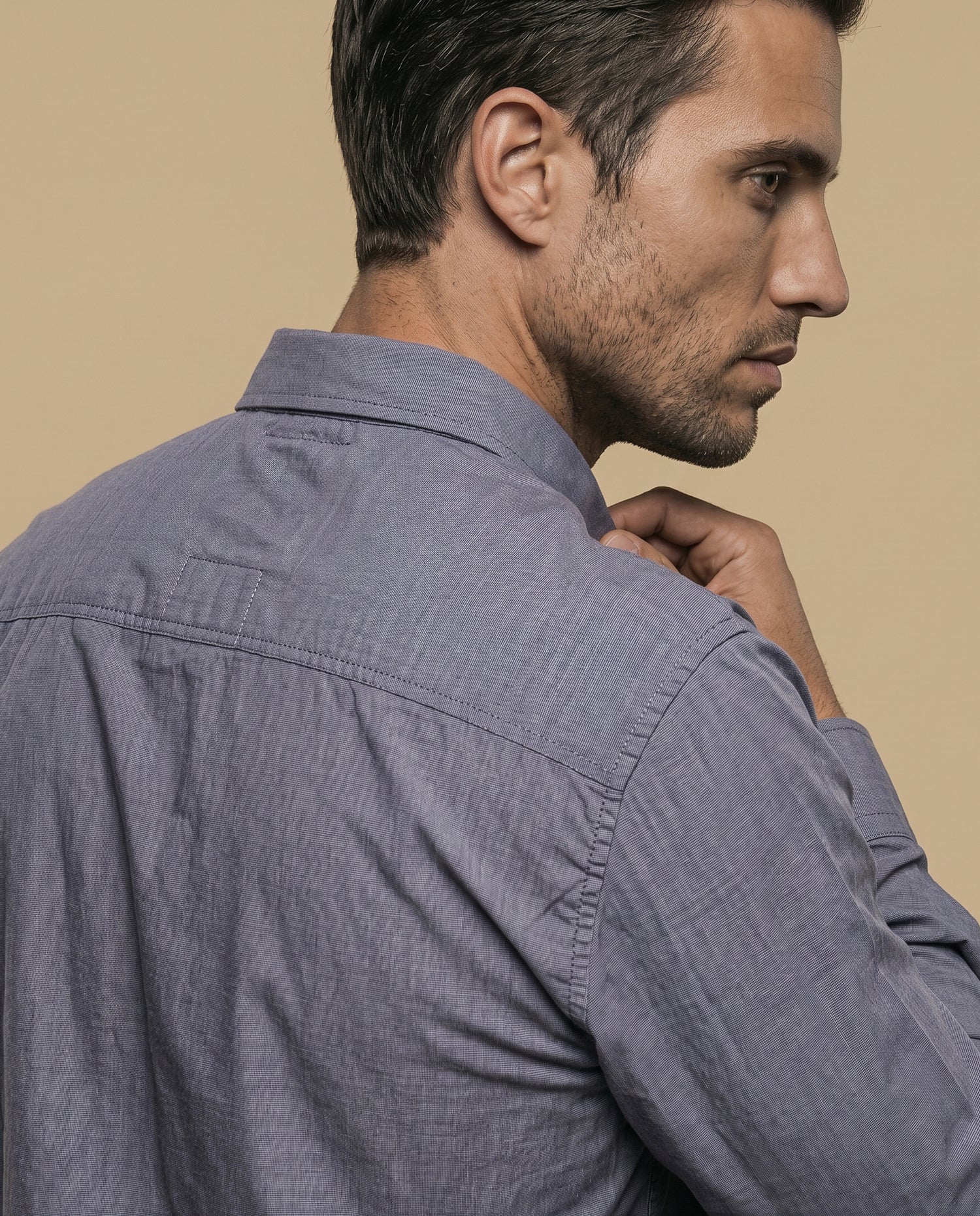 Camisa Manga Larga Slim - Azul