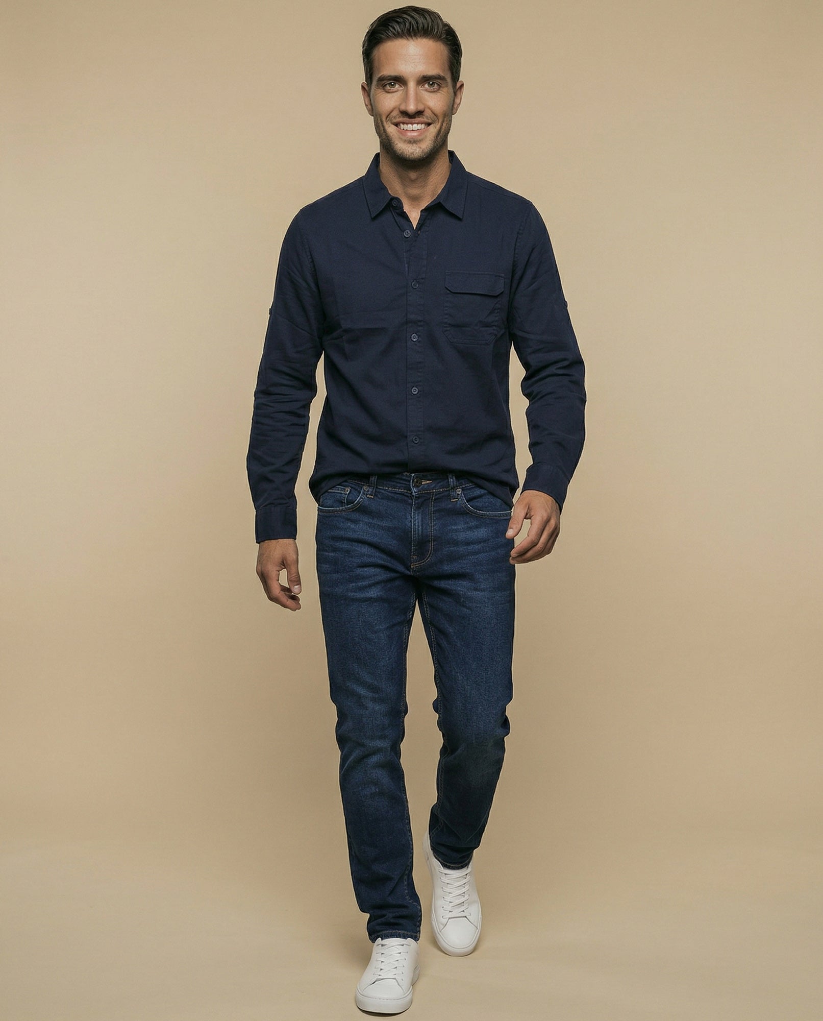 Camisa manga corta cuello camisero con bolsillo - Azul 34_315F312_AZU194019_5