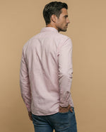 Camisa oxford manga larga con cuello abotonado para hombre - Rosa