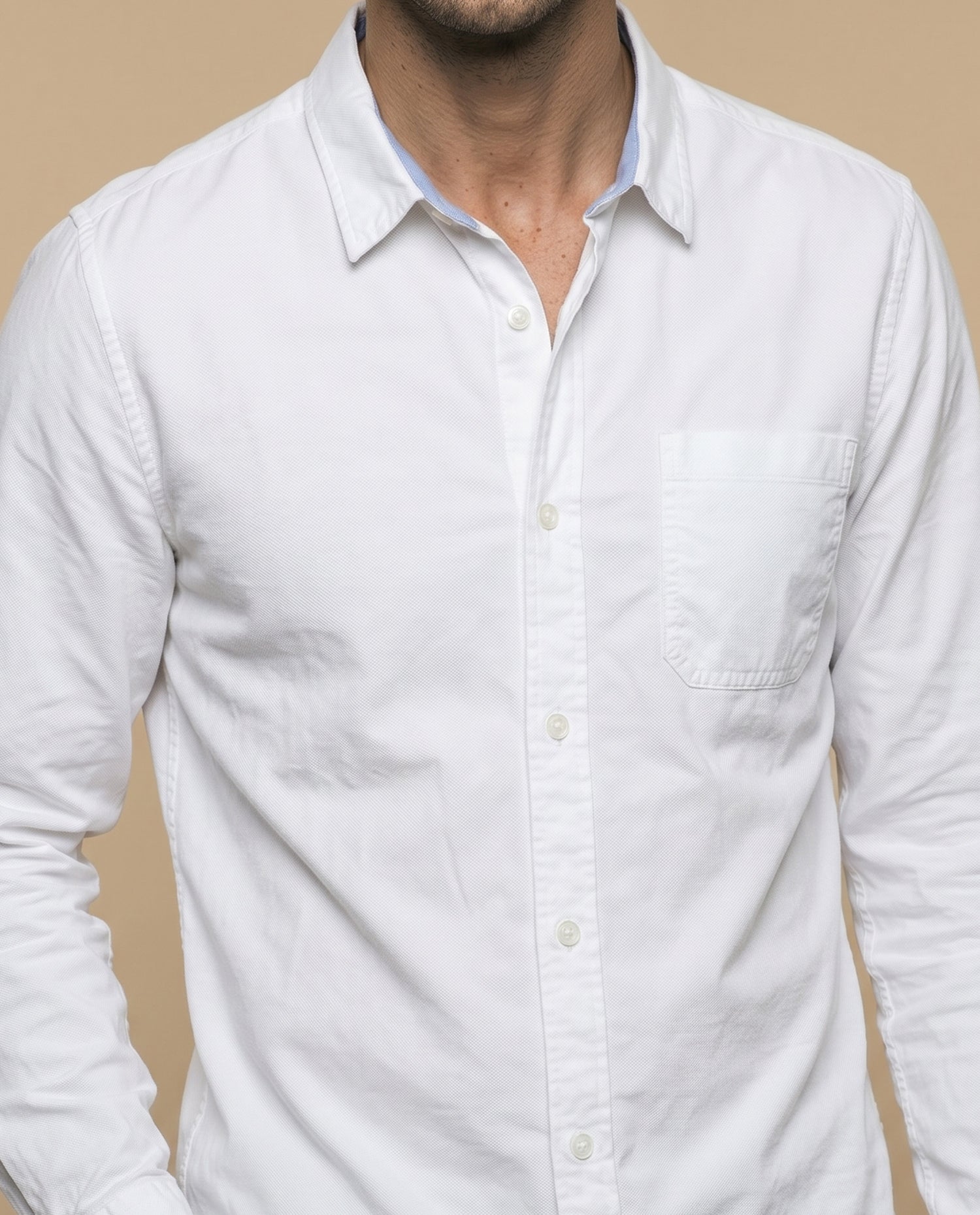 Camisa manga larga algodón - Blanco