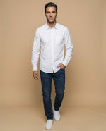 Camisa manga larga algodón - Blanco