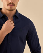 Camisa Clásica con Logo Bordado - Azul
