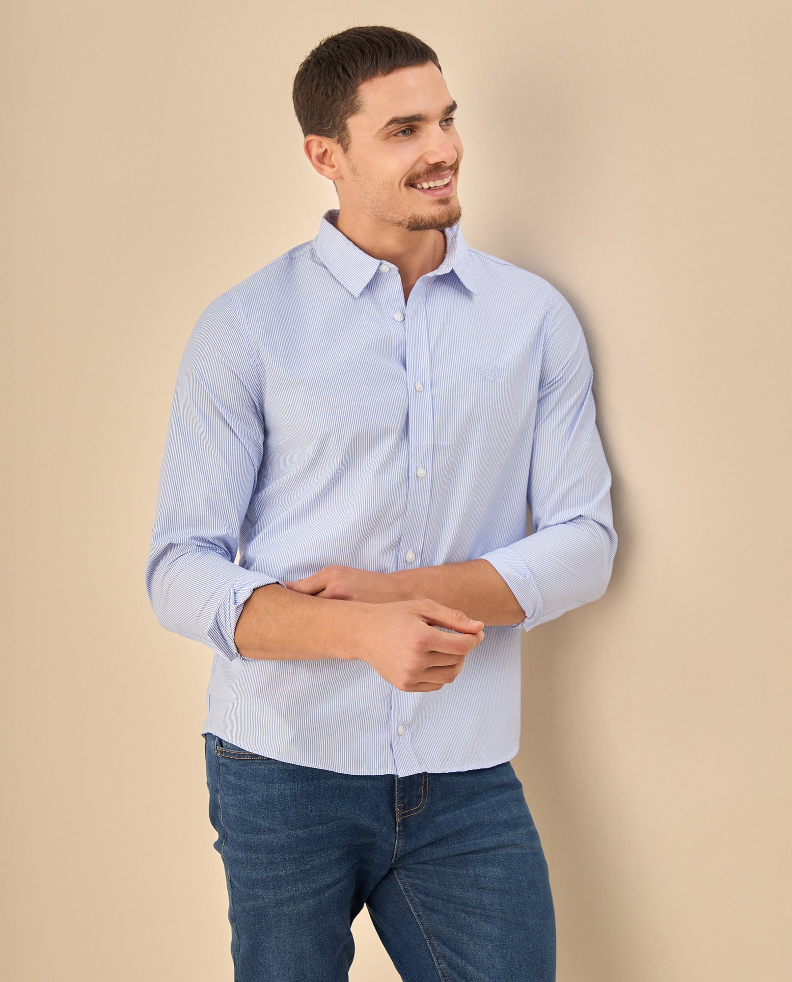 Camisa Clásica con Logo Bordado - Azul 34_315G300_AZU194052_6