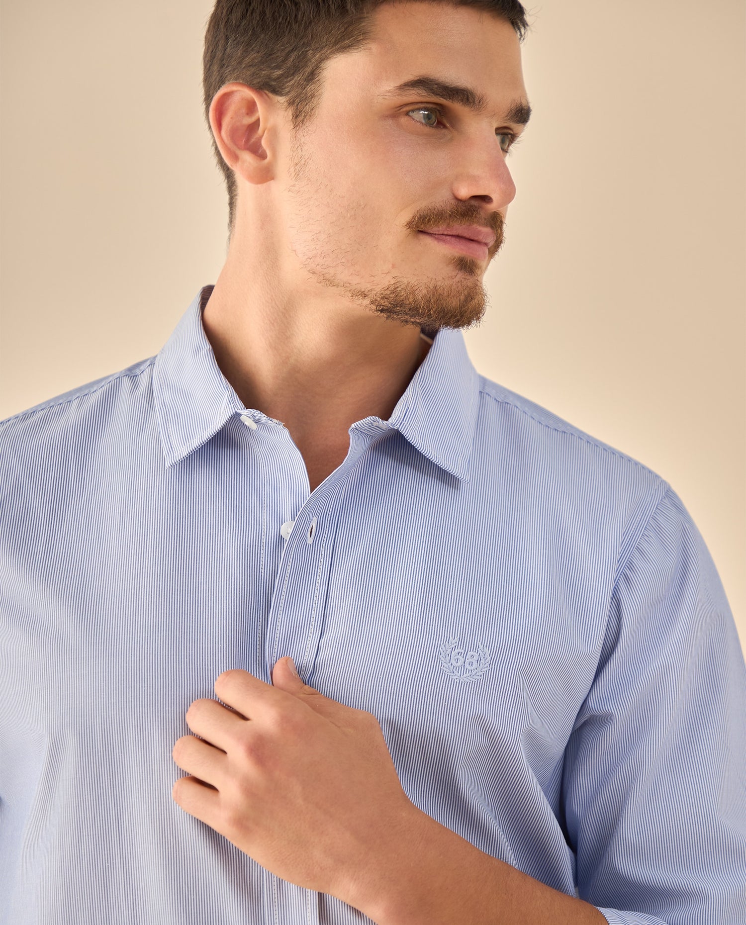 Camisa con Micro Rayas Premium - Blanco