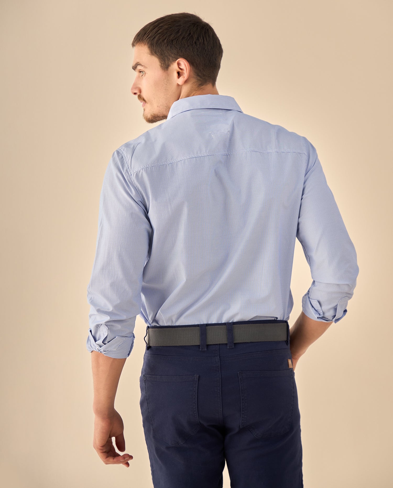 Camisa con Micro Rayas Premium - Blanco